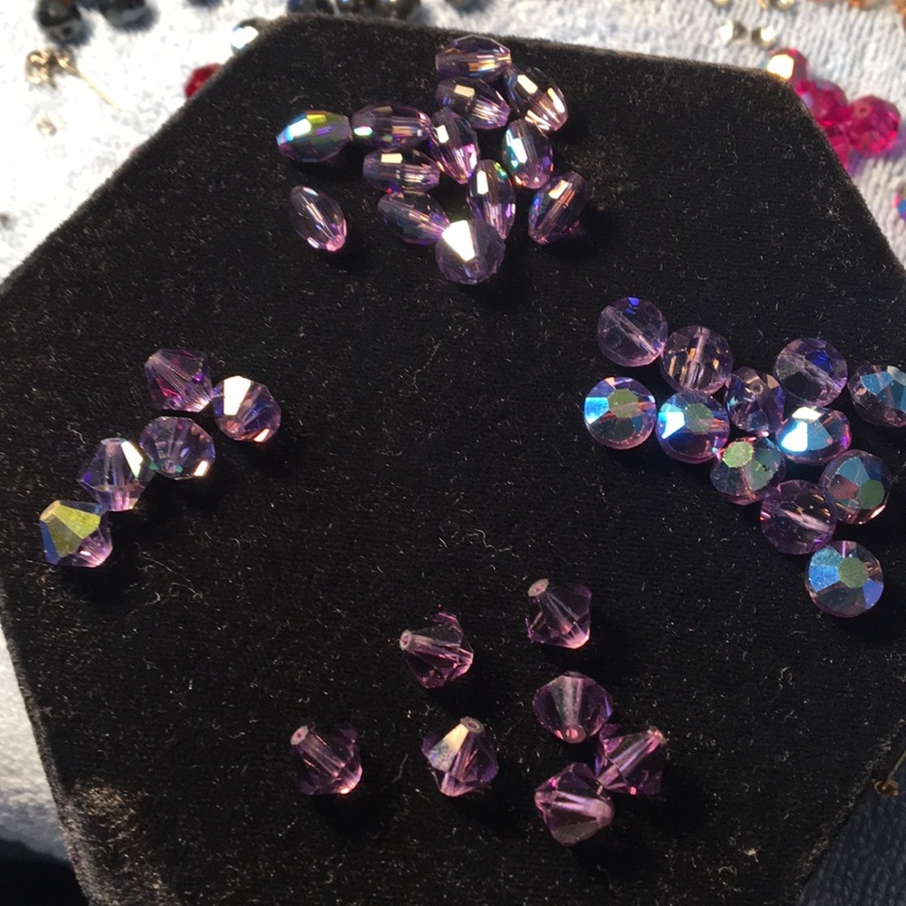3 diff Styles of purple crystal beads